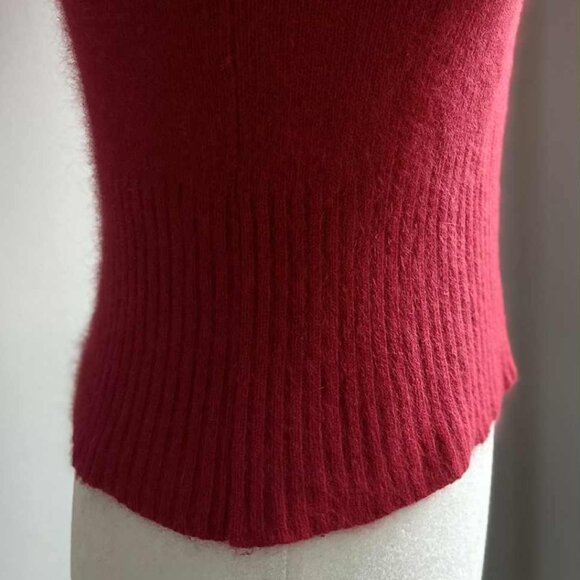Vintage Limited Cerise Angora Knit Top with Short Sleeves & Ribbed Waist – US XS - Picture 7 of 13